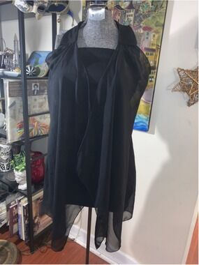 Women's Lette Black Sheer Overlay Sleeveless Blouse